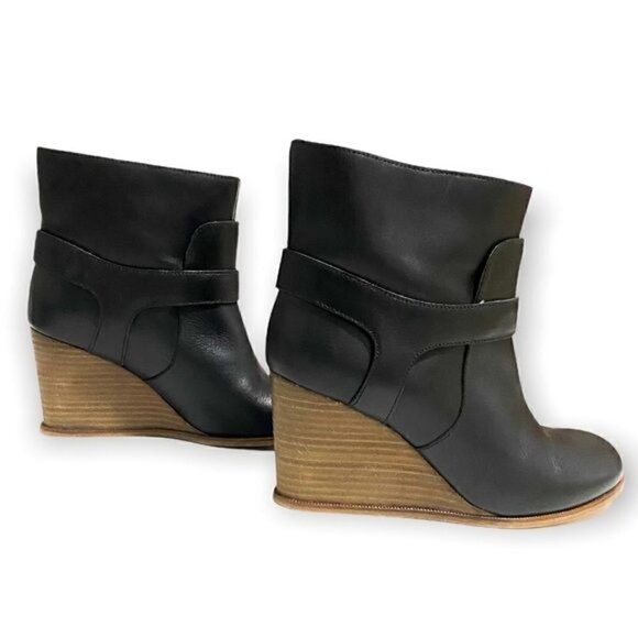 MM6 Maison Martin Margiela Boots Black Leather Wedge Ankle Boots, Size‎ 36.5 EU - Picture 5 of 13